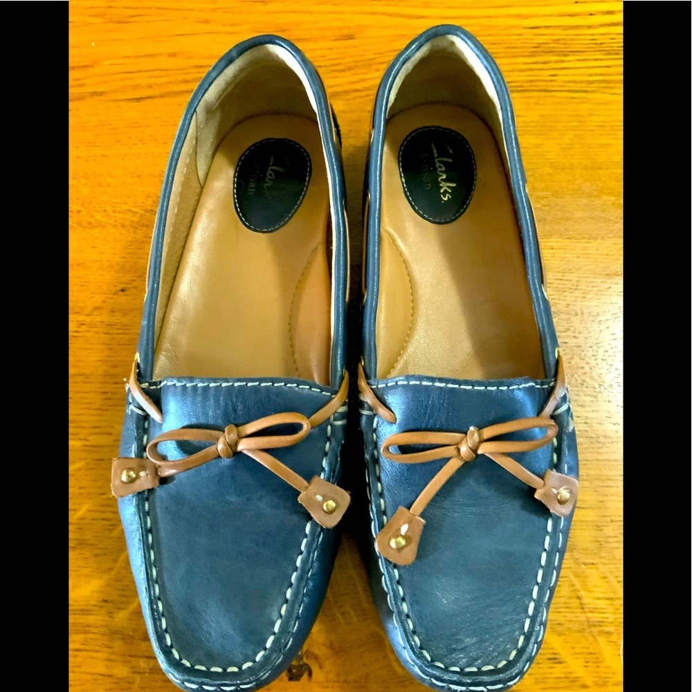 Navy leather driver loafers